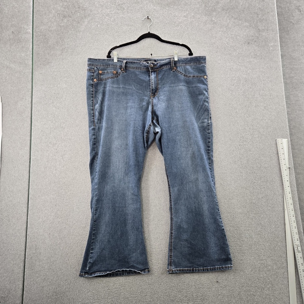 Source Of Wisdom Women Jeans‎ 24 Blue Denim Slim Boot Button 28" Inseam